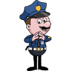 Police cartoon with whisper gesture