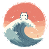 Cat wave at the evening sea