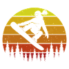 Retro Snowboarderin Slopestyle Wintersport Wald