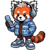Red Panda with Headphones 90s