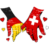 Allemagne Suisse Drapeaux Mains utilisées