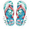 Flip Flop Summer Shirt with Dolphins