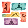 Yoga Silhouetten in Farbblöcken