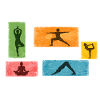 Bunte Yoga Silhouetten