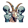 Aliens examine goat