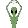 Alien-Herz-Pose