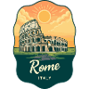 Rome Colosseum Retro Sunset Travel Badge
