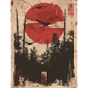Roter Sonnenwald Ukiyo-e Waldlandschaft