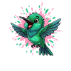 Farbenfroher Kolibri mit Farbsplash