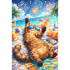 Tropical cat partying on the beach