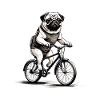 Radelnder Mops