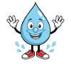 Fröhlicher Wassertropfen mit Sneakers