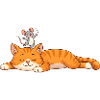 Sleeping cat with cheerful mouse