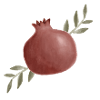 Aquarell Granatapfel mit Blättern