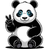 Panda Peace Sign Cartoon