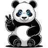 Panda Peace Sign Cartoon