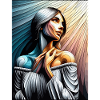 Woman stripes portrait