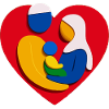 Abstract Muslim Family Heart Hug