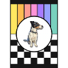 Hund im Regenbogenrahmen