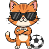 Cute Cat Cartoon Football Sunglasses Player