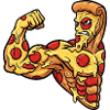 Muscular Cartoon Pizza Salami Bodybuilder Fitness