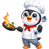 Cucina di cibo cartoon di Penguin Chef carino