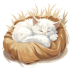 Sleeping cat in a cuddly pillow