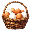 Basket of brown and white eggs