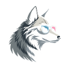 Loup avec lunettes stylé glacial
