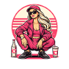 Influenceuse Gopnik Streetwear rose néon
