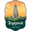 Reykjavik Iceland Retro Sunset Badge