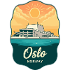 Oslo Opera House Retro Sunset Badge