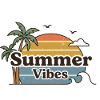 Summer Vibes Retro Sunset Beach Scene
