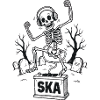Dancing ska skeleton in the cemetery