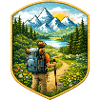 Hiker patch with mountain landscape