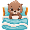 Cute otter cuddles in bed