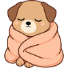 Sleeping dog in cuddly blanket