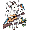 Goat musician on branch with guitar