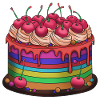 Regenbogenkuchen mit Kirschen