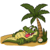 Crocodile on the palm beach