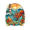 Ocean: Lighthouse, Waves and Octopus