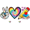 Peace Love Teach – Teacher Heart & Rainbow