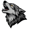 Grauer Wolf heult Wildmond-Wolf-Logo