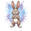 Distraught rabbit with paint splash