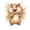 Cheerful Hamster Splash Illustration