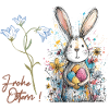 Osterhase mit bunten Eiern