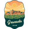 Granada Alhambra Palac Retro Sunset Badge