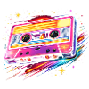 Retro Cassette Neon 80s Style