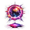 Disco Ball Neon 80s Design