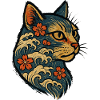 Japanese Cat Kanagawa Waves Sakura